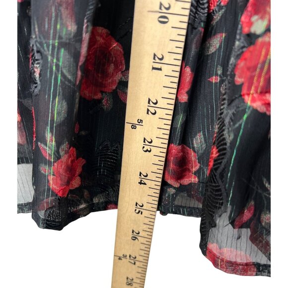 Altard State Floral Puff Long-Sleeve Mini Dress XS Black & Red - Picture 8 of 14